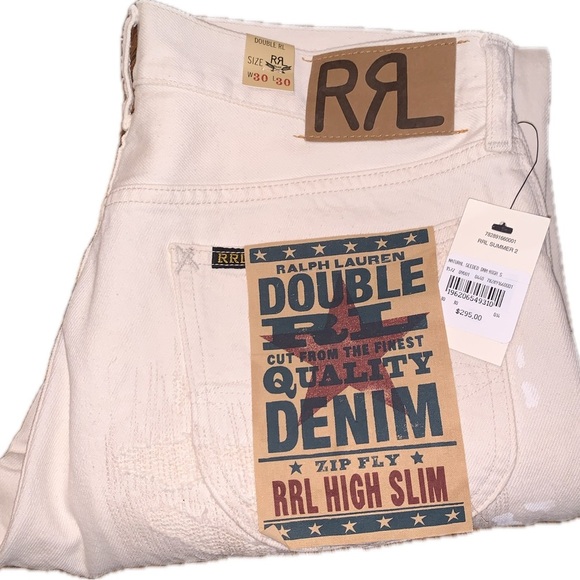 RRL DoubleRL Ralph Lauren High Slim Cream Beige Straight Cowboy Jeans 30x30 Pant - Picture 10 of 13